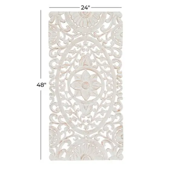 White Wood Traditional Wall Decor, 48" x 24" {7}
