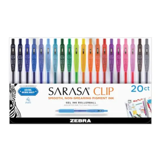 Zebra Sarasa&reg; Clip 20 Color Gel Retractable Pen Set {1}