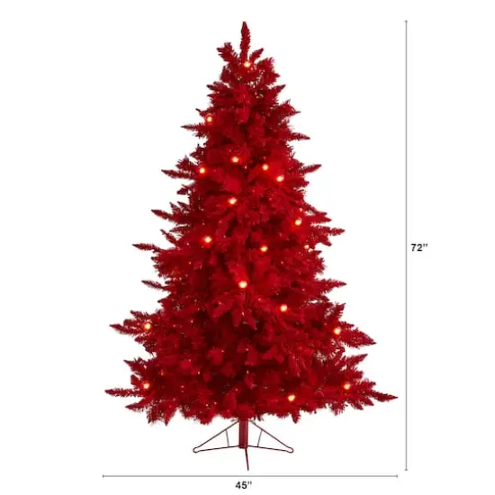 6ft. Pre-Lit Red Fraser Fir Artificial Christmas Tree, Red Lights {8}