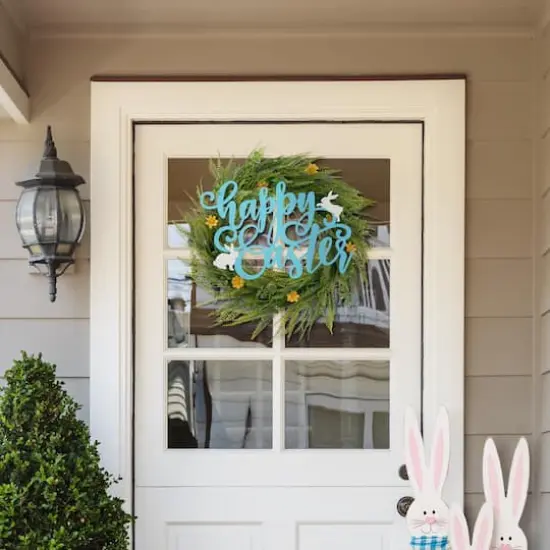Glitzhome&reg; 18" Easter Metal "Happy Easter" Door Hanger {6}
