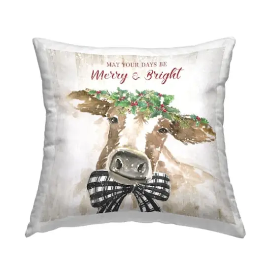 Stupell Industries Merry & Bright Country Cattle Throw Pillow {1}