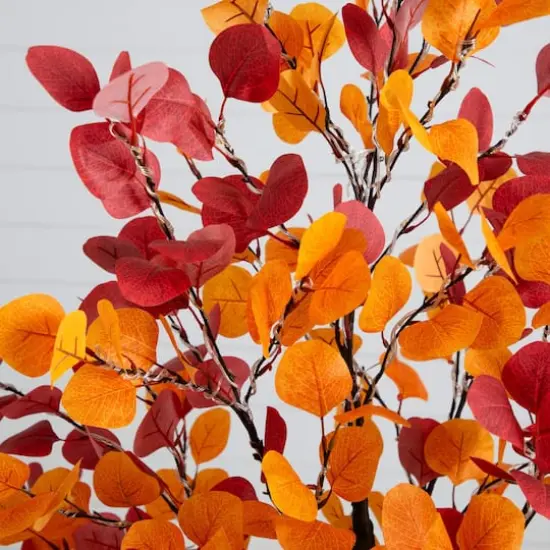 5ft. Pre-Lit Bright Autumn Eucalyptus Artificial Fall Tree with 300 Warm White LED Lights {4}