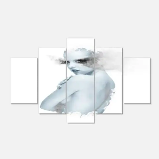 Designart - Beautiful Young Woman Double Exposure - Large Portrait Canvas Art Print {1}