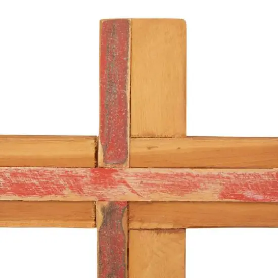 18" Brown Wood Modern Cross Sculpture {6}