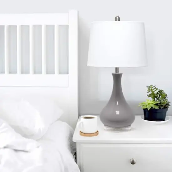 Lalia Home 26" Droplet Table Lamp with Fabric Shade Gray {6}