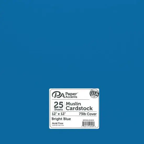 PA Paper™ Accents 12" x 12" Muslin 73lb. Cardstock, 25 Sheets Bright Blue {1}
