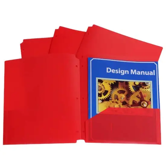 C-Line&reg; Red 2-Pocket Poly Portfolios with 3-Hole Punch, 25ct. {4}