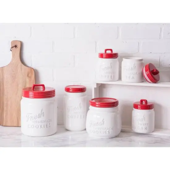 DII&reg; 5.6" Red Ceramic Jar Canister Set, 3ct. {6}