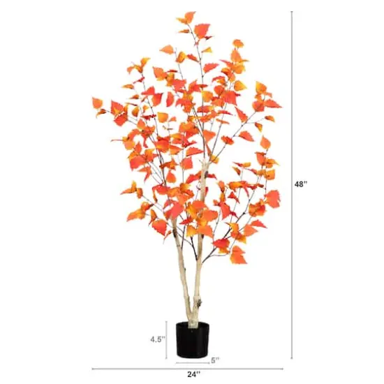 4ft. Potted Artificial Autumn Birch Tree {5}