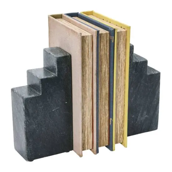 Hello Honey&reg; 6.5" Geometric Marble Bookend Set Black {4}