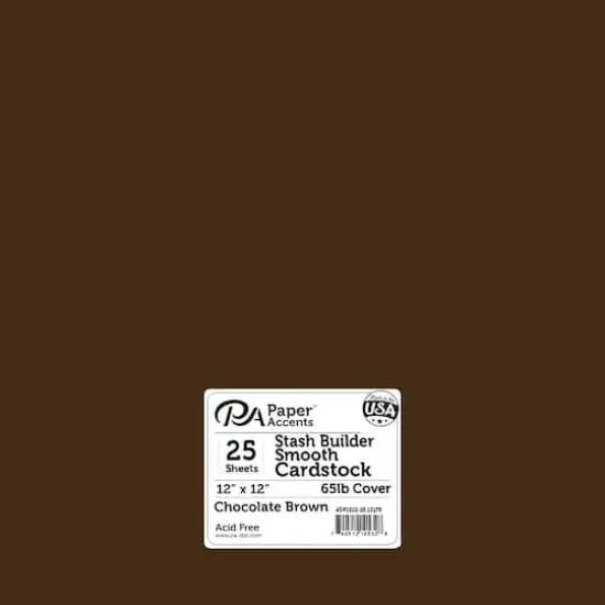 PA Paper&trade; Accents Stash Builder 12" x 12" 65lb. Smooth Cardstock, 25 Sheets Chocolate Brown {1}