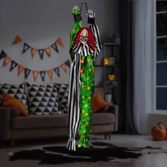 5ft Animated Shaking Clown with Sound Hanging Halloween Decoration {4}