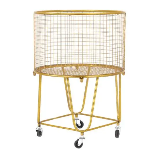 24" Gold Iron Glam Storage Cart {9}