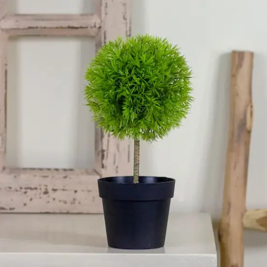 9.75" Green Ball Shaped Artificial Potted Topiary {4}