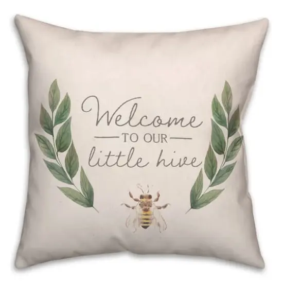 Welcome To Our Little Hive 18" x 18" Throw Pillow {3}