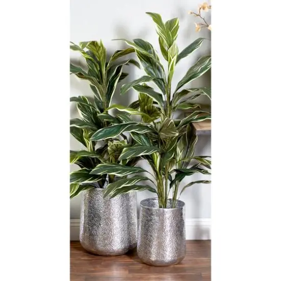 Set of 3 Silver Aluminum Glam Planter, 12", 16", 20" {9}