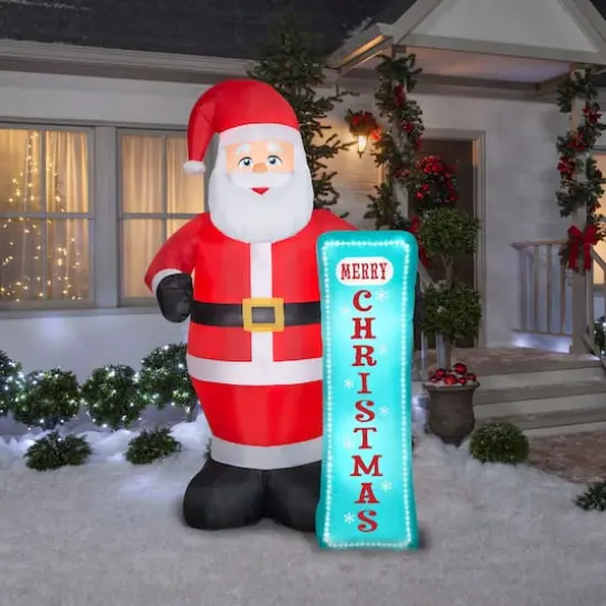 7ft. Airblown&reg; Inflatable Christmas Santa with Sign {3}