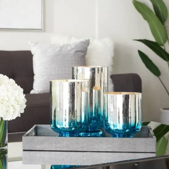 Blue Coastal Candle Holder Set {3}