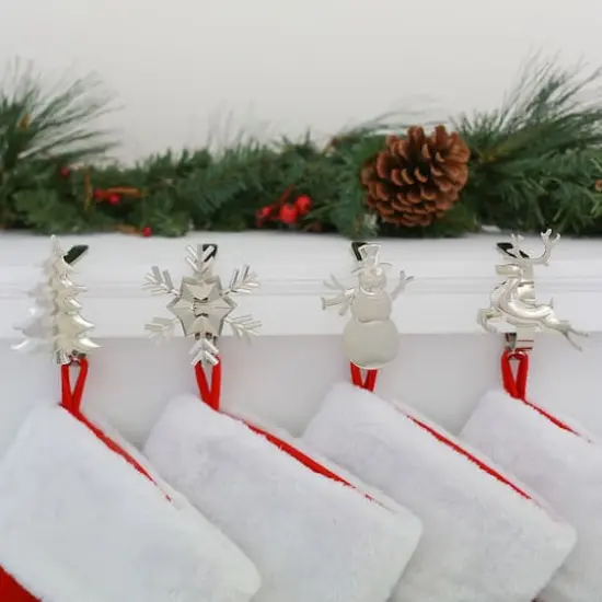 Original MantleClip&reg; Silver Assorted Holiday Icons Stocking Holders, 4ct. {3}