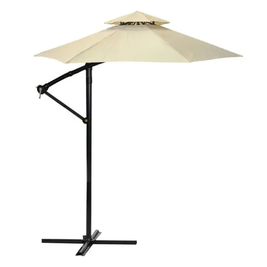 10ft. Beige & Black Patio Umbrella with Crank & Tilt  {1}