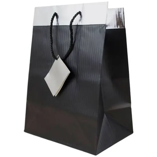 JAM Paper Large Black Pinstripe with Silver Top Gift Bags, 24ct. {1}