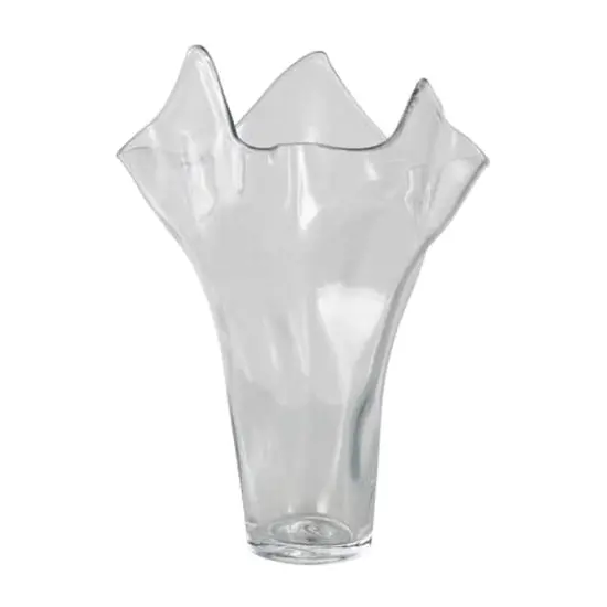 Clear Tulip-Inspired Glass Vase with Wavy Opening {5}