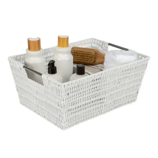 Simplify 3-Piece Rattan Tote Basket Set White {9}