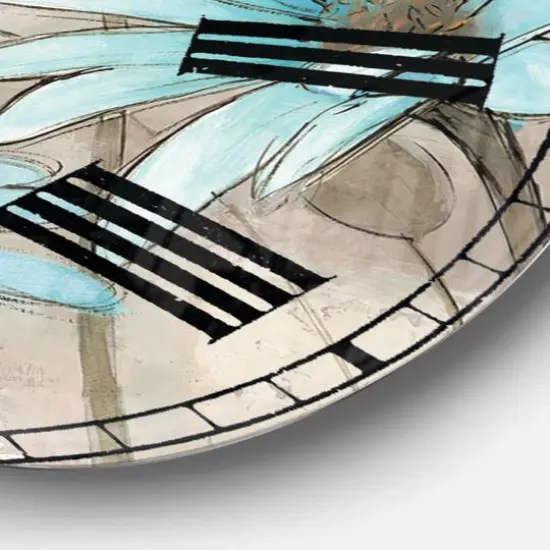 Designart 'Handpainted Indigo Leucanthemum Cottage Flower Traditional Wall Clock {5}