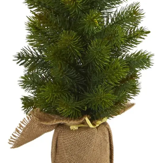 3 Pack 15" Unlit Mini Cypress & Pine Artificial Christmas Trees with Burlap Base {6}