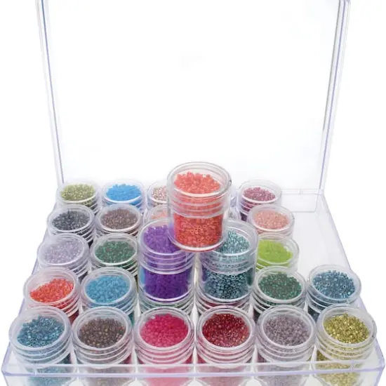 The Beadsmith&reg; 6.5'' x 5.5'' x 1'' Clear Storage Box with Jars {5}