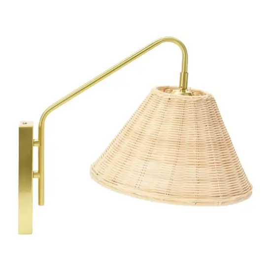 Hello Honey&reg; Rattan & Metal Wall Sconce Brushed Brass {1}