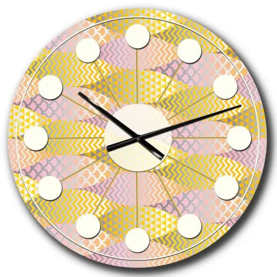 Designart 'Golden Geometrical Fish Scale Mid-Century Modern Wall Clock {1}