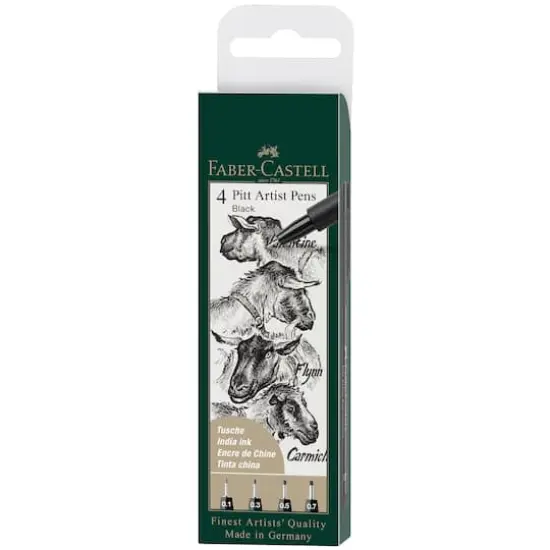 Faber-Castell&reg; PITT&reg; 0.1mm-0.7mm Black 4 Piece Artist Pen Set {1}