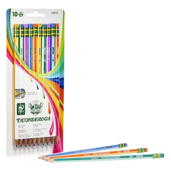 Ticonderoga&reg; #2 Soft Neon Stripes Pre-Sharpened Pencils, 6 Packs of 10 {3}