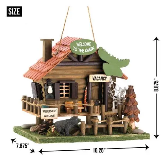 10.25" Rustic Woodland Cabin Birdhouse {8}