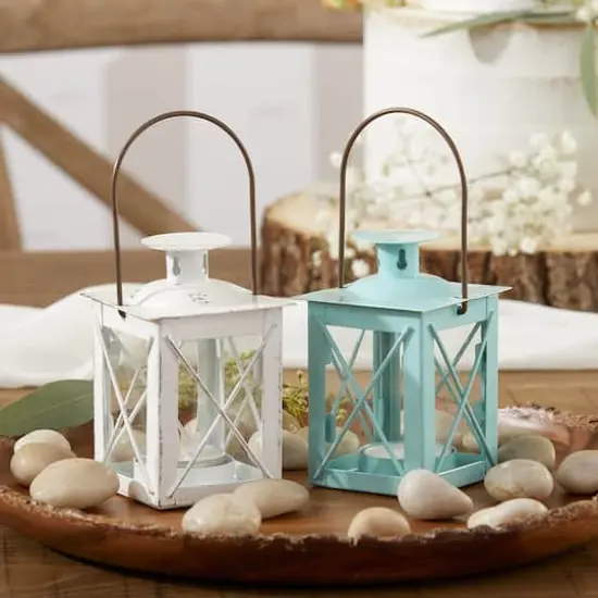 Kate Aspen&reg; Luminous Distressed White Lantern Tea Light Holder, 4ct. {5}