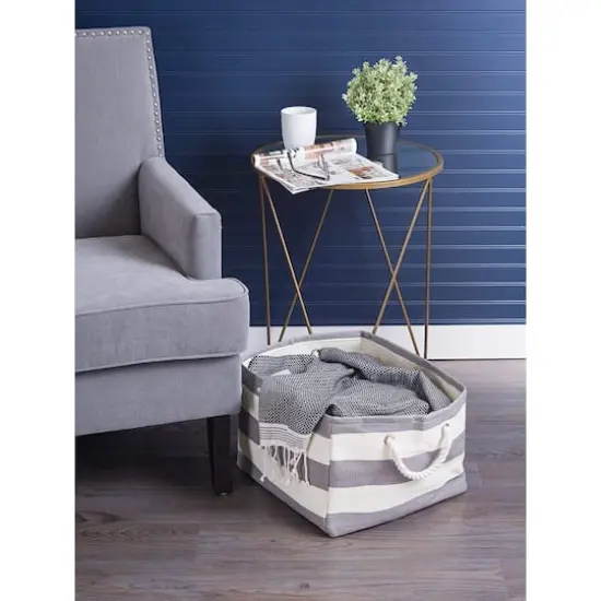 DII&reg; 16" Striped Woven Paper Storage Cube Gray {4}