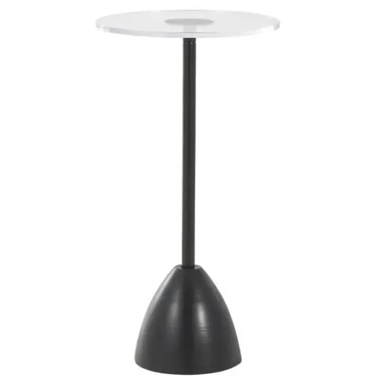 25.5" Black Metal Pedestal Accent Table with Clear Acrylic Tabletop {1}