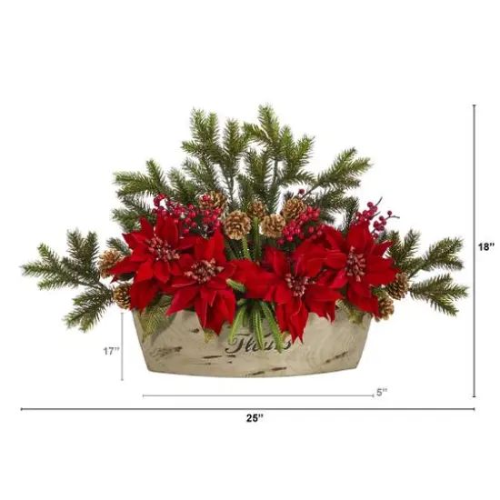 18'' Poinsettia, Succulent & Pine Plant in Decorative Vase {3}