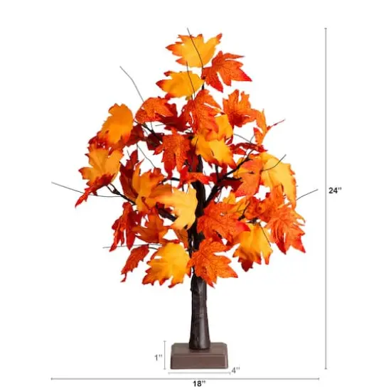 2ft. Pre-Lit Bright Autumn Maple Artificial Fall Tree with 24 Warm White LED Lights and Detachable Base {3}