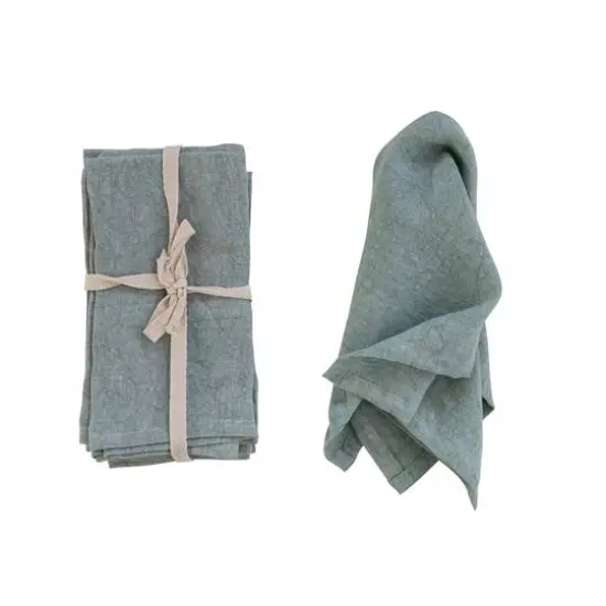 Hello Honey&reg; 18" Square Stonewashed Linen Dinner Napkins, 4ct. Mint {7}