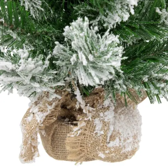 22" Unlit Flocked Pine Artificial Christmas Tree in Burlap Base {8}