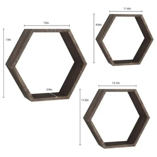 Rustic Dark Brown Floating Shelf Set {5}