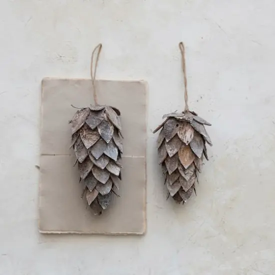 Hello Honey&reg; 7.75" Natural Birch Bark Pinecone Ornament {4}
