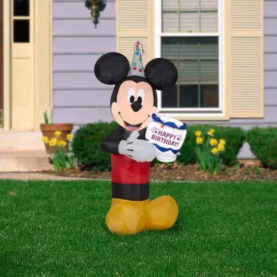 3.5ft. Airblown&reg; Inflatable Mickey with Birthday Cake {3}