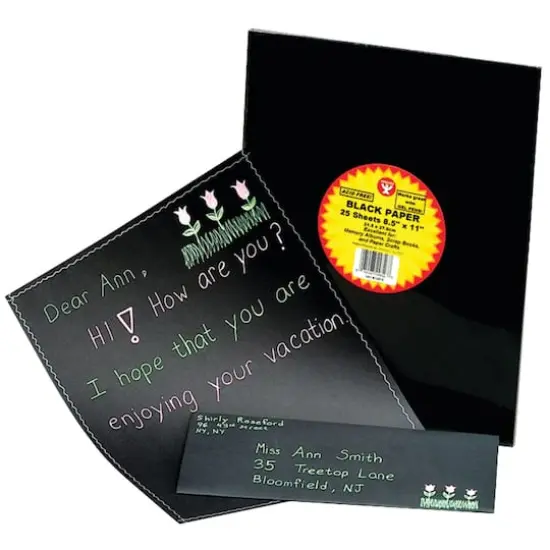 Hygloss 8.5" x 11" Black Paper, 25 Sheets {1}