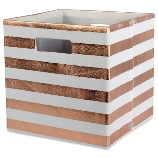 DII&reg; 11" Polyester Stripes Storage Cube Copper {1}