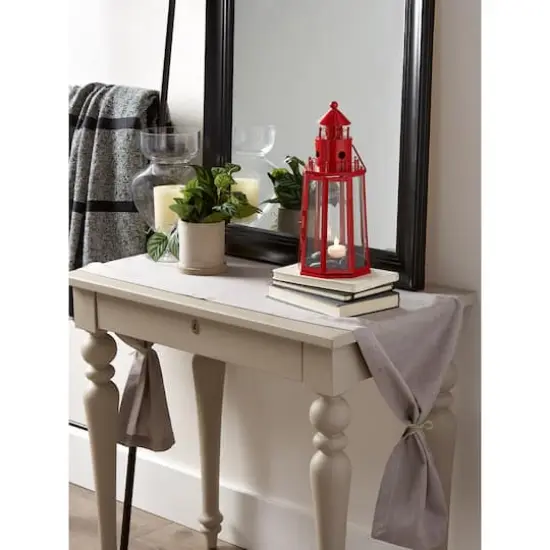 13.5" Red Lighthouse Hanging Candle Lantern {3}