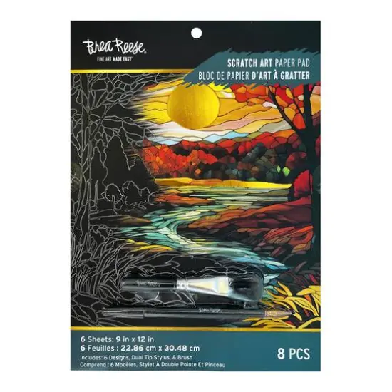 Brea Reese&trade; 9" x 12" Stained Glass Fall Scratch Art Paper Pad {1}