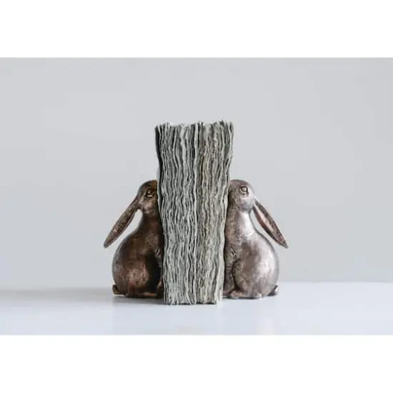Hello Honey&reg; Bronze Bunny Bookends Set {6}